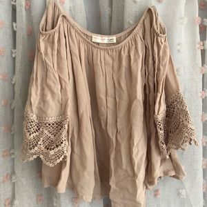 Off the Shoulder Tan Blouse